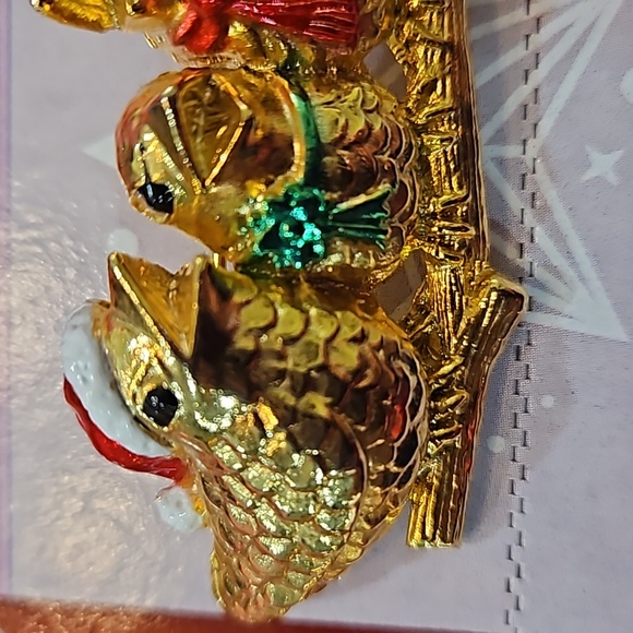 CAJC Signed 80s 4 Birds Singing Christmas Brooch‎ Pin Vintage - Picture 3 of 6